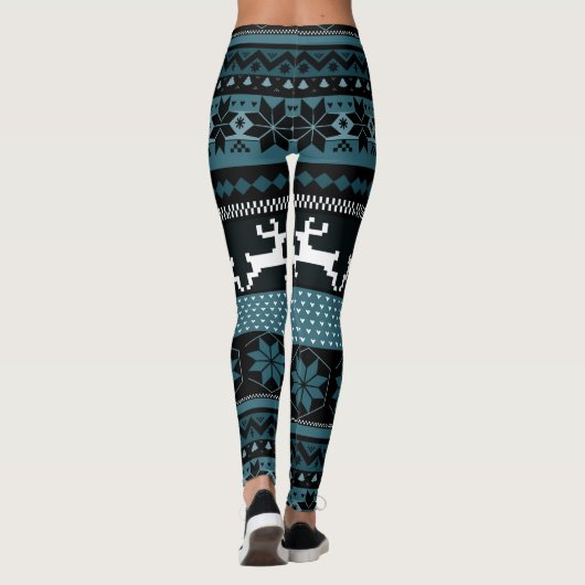Blauwgroen Fair Isle Pattern Leggings (Achterkant)