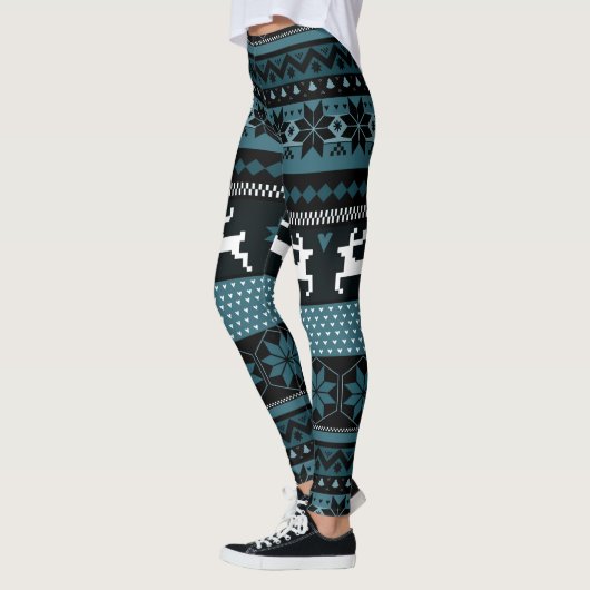 Blauwgroen Fair Isle Pattern Leggings (Links)