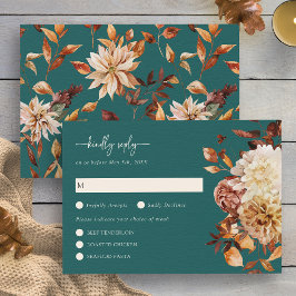Blauwgroen Fall Leaves Floral RSVP-kaart RSVP Kaartje