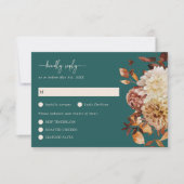 Blauwgroen Fall Leaves Floral RSVP-kaart RSVP Kaartje (Voorkant)