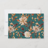 Blauwgroen Fall Leaves Floral RSVP-kaart RSVP Kaartje (Achterkant)