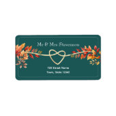 Blauwgroen Fall Wedding Retour Adreslabel Etiket (Voorkant)