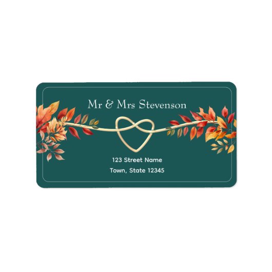Blauwgroen Fall Wedding Retour Adreslabel Etiket (Voorkant)