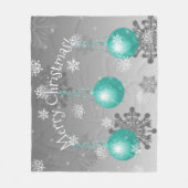 Blauwgroen Fancy kerst ornament fleece deken (Voorkant)