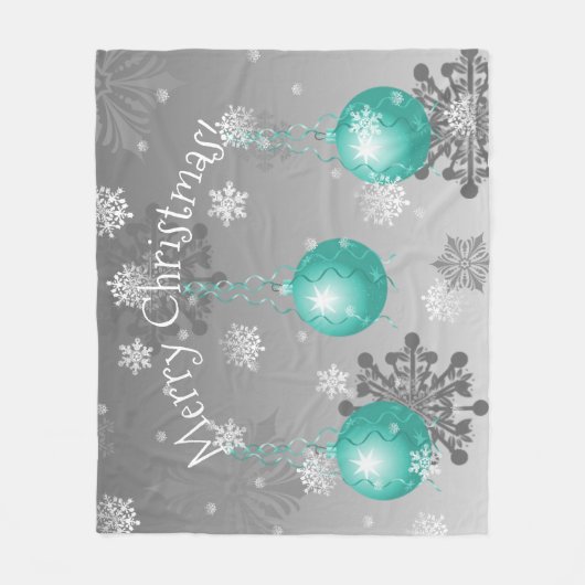 Blauwgroen Fancy kerst ornament fleece deken (Voorkant)