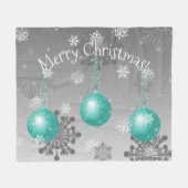 Blauwgroen Fancy kerst ornament fleece deken (Voorkant (Horizontaal))