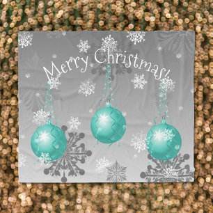 Blauwgroen Fancy kerst ornament fleece deken