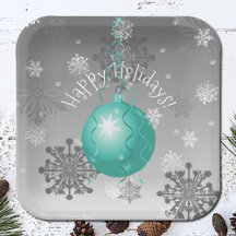 Blauwgroen Fancy kerstpapier Bord