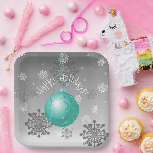 Blauwgroen Fancy kerstpapier Bord (Feest)