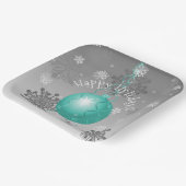 Blauwgroen Fancy kerstpapier Bord (Gebogen)