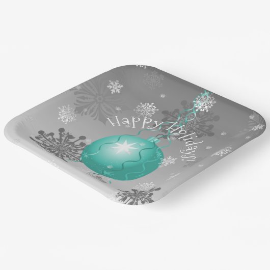 Blauwgroen Fancy kerstpapier Bord (Gebogen)