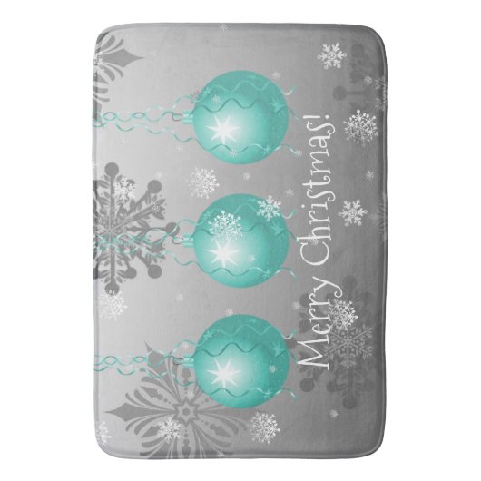 Blauwgroen Fancy kerstsieraad Bath Mat (Voorkant Verticaal)