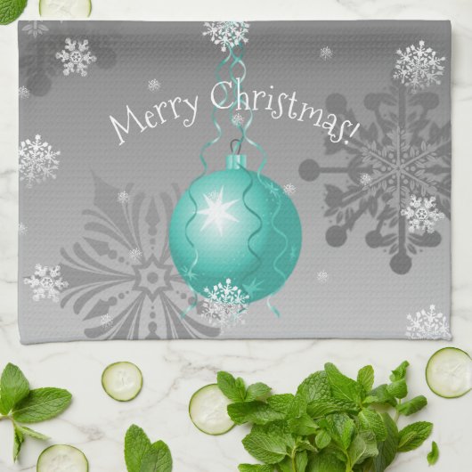 Blauwgroen Fancy kerstsierkeuken Theedoek (Gevouwen)