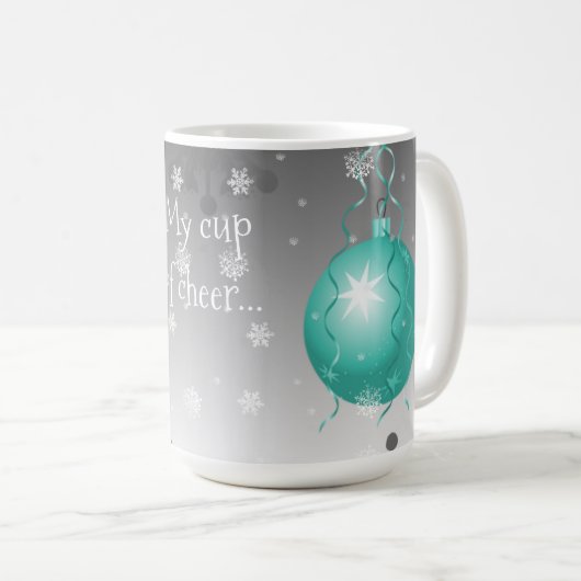 Blauwgroen Fancy kerstsierkoffie-Mok Koffiemok (Voorkant rechts)