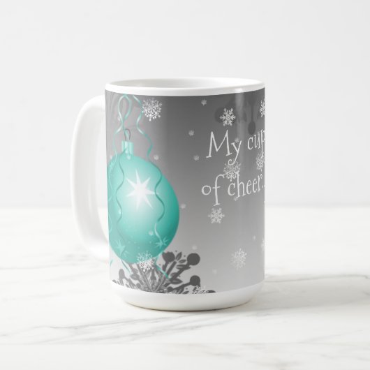 Blauwgroen Fancy kerstsierkoffie-Mok Koffiemok (Voorkant links)