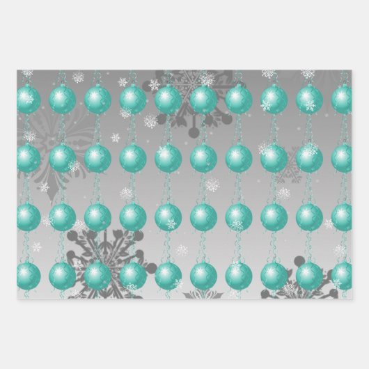 Blauwgroen Fancy kerstsierpapier Inpakpapier Vel (Voorkant)