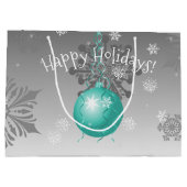 Blauwgroen Fancy kerstsiertas met cadeau Groot Cadeauzakje (Achterkant)