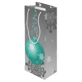 Blauwgroen Fancy kerstsiertas met cadeau Wijn Cadeautas (Achterkant Gekanteld)