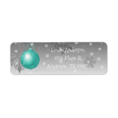 Blauwgroen Fancy kerstversieradreslabel Etiket (Voorkant)