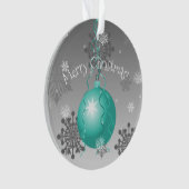 Blauwgroen Fancy kerstversiering Ornament (voorkant)