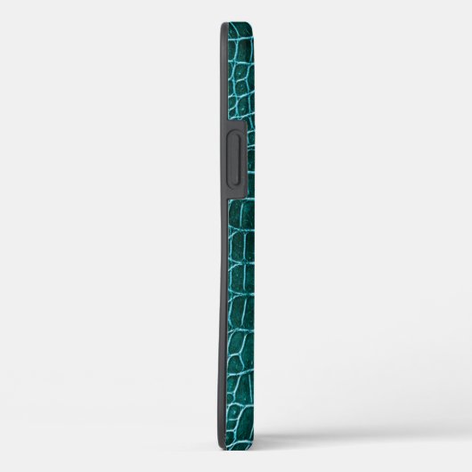 Blauwgroen Faux Crocodile Leather Persoonlijke naa Case-Mate iPhone Case (Achterkant / Rechts)