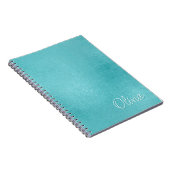 Blauwgroen Faux Folie Eenvoudige Minimalistische A Notitieboek (Rechterzijde)