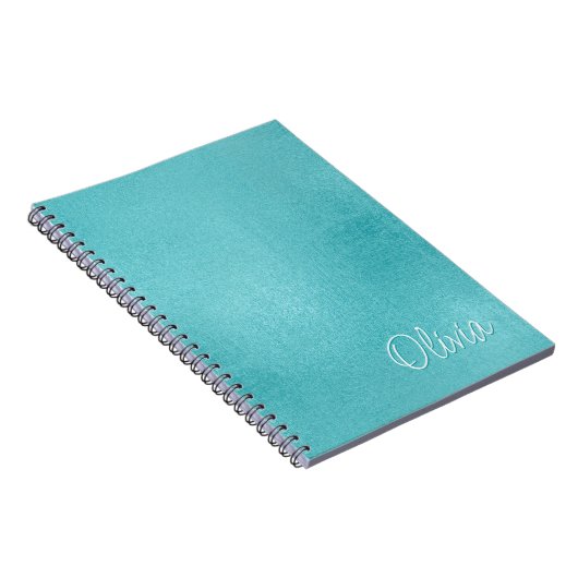 Blauwgroen Faux Folie Eenvoudige Minimalistische A Notitieboek (Rechterzijde)