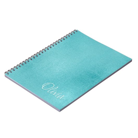 Blauwgroen Faux Folie Eenvoudige Minimalistische A Notitieboek (Linkerzijde)