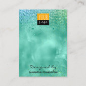 Blauwgroen Faux-Folie en -glitter voor beeldscherm Visitekaartje (Voorkant)