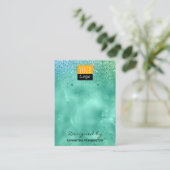 Blauwgroen Faux-Folie en -glitter voor beeldscherm Visitekaartje (Staand voorkant)