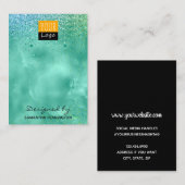 Blauwgroen Faux-Folie en -glitter voor beeldscherm Visitekaartje (Voorkant / Achterkant)