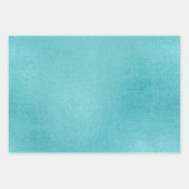 Blauwgroen Faux Folie Hearts Love Script | Turkooi Inpakpapier Vel (Voorkant 3)