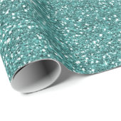 Blauwgroen Faux Glitter Cadeaupapier (Rol Hoek)