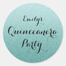 Blauwgroen Faux Glitter Ombre Quinceanera Sticker