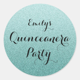Blauwgroen Faux Glitter Ombre Quinceanera Sticker