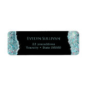 Blauwgroen faux glitter Return Address Label (Voorkant)