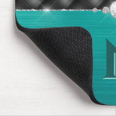 Blauwgroen Faux Metal Glam Upholstery and Monogram Muismat (Hoek)