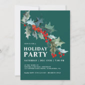 Blauwgroen feestdag in de waterverf Holly en Berri Kaart (Voorkant)