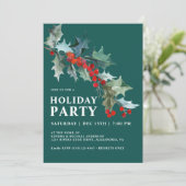 Blauwgroen feestdag in de waterverf Holly en Berri Kaart (Staand voorkant)