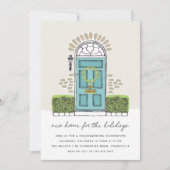 Blauwgroen feestdag kaart (Voorkant)