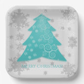 Blauwgroen feestelijk Bord kerstboompapier (Voorkant)