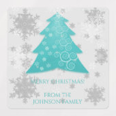 Blauwgroen feestelijk kerstboomlabel labels (Design 1)