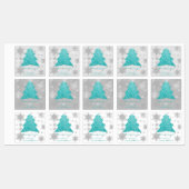 Blauwgroen feestelijk kerstboomlabel labels (Vel)