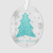 Blauwgroen feestelijk Ornament met kerstbomen (voorkant)