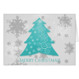 Blauwgroen feestelijk Wenskaart met kerstbomen