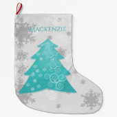 Blauwgroen feestelijke kerstbomen stoppen grote kerstsok (Voorkant)