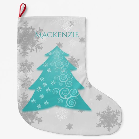 Blauwgroen feestelijke kerstbomen stoppen grote kerstsok (Voorkant)