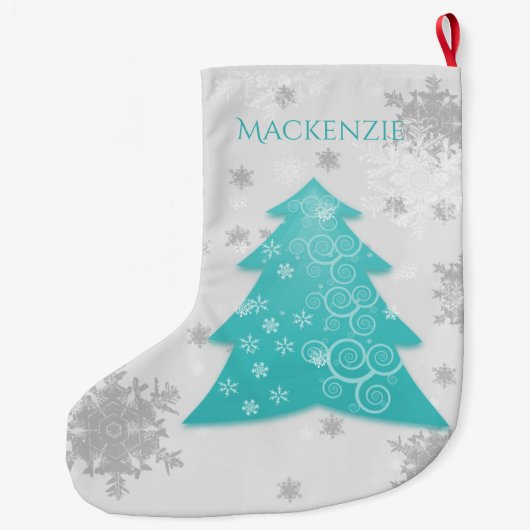 Blauwgroen feestelijke kerstbomen stoppen grote kerstsok (Achterkant)