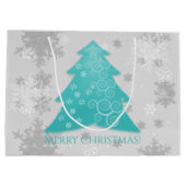 Blauwgroen feestelijke kerstboom met cadeautas (Achterkant)