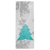 Blauwgroen feestelijke kerstboom Wine Gift Bag Wijn Cadeautas (Achterkant)